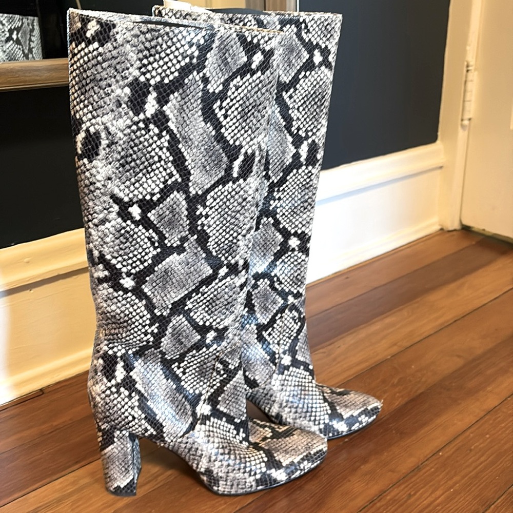 J.Crew knee-high snakeskin boots size 9